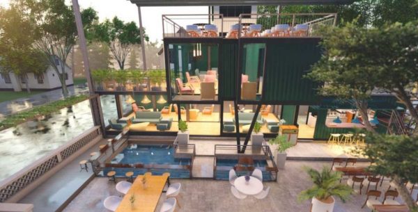 Mô hình quán cafe container sân vườn